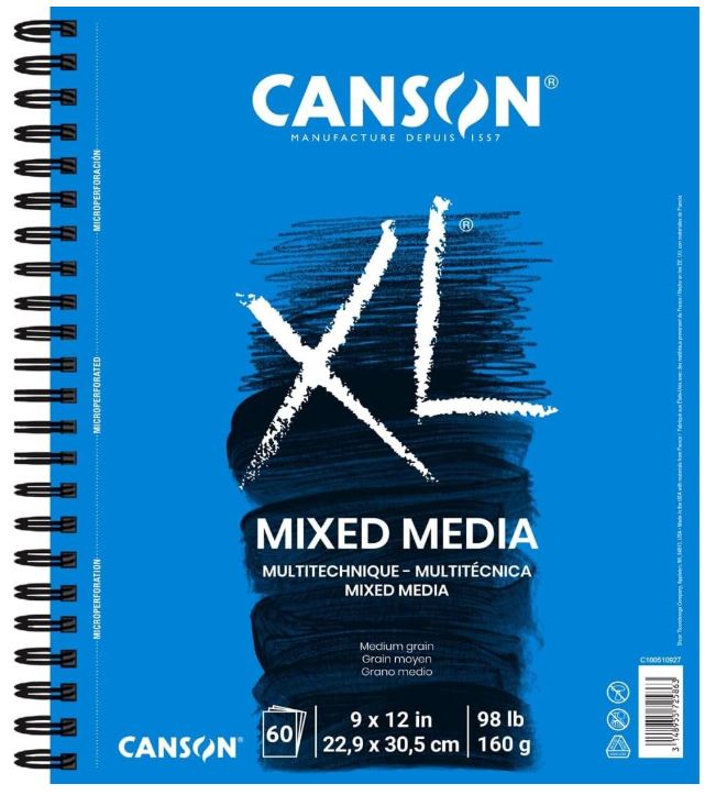 Canson XL Series Mixed Media Pad 9" x 12" 60 Sheet 98 lb