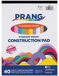 Construction Paper Pad 10 Asst. Colors 9” x 12” 40 Sheet
