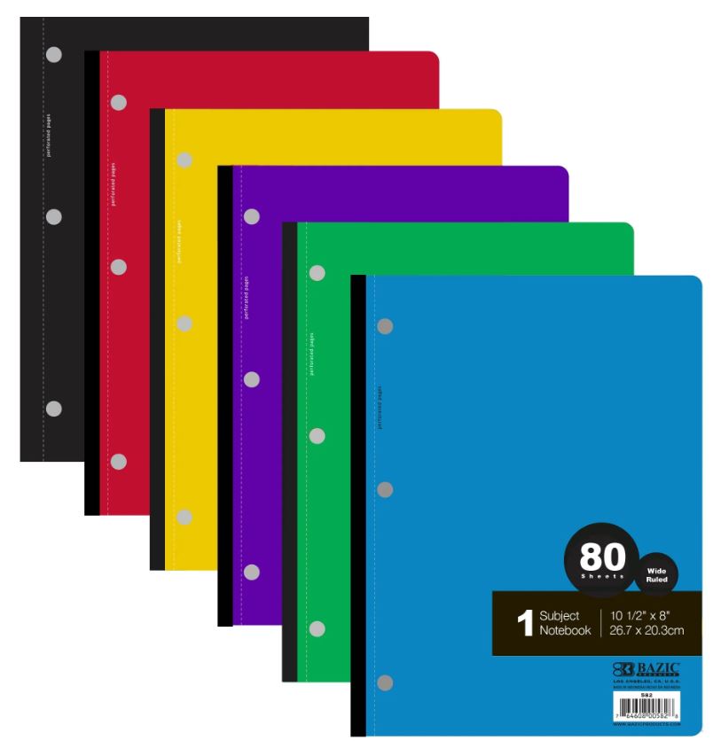 Libreta Gde Wide-Ruled Assorted Color 160 PG