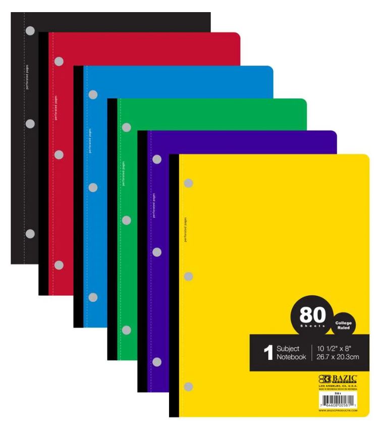 Libreta Gde College-Ruled Assorted Color 160 PG