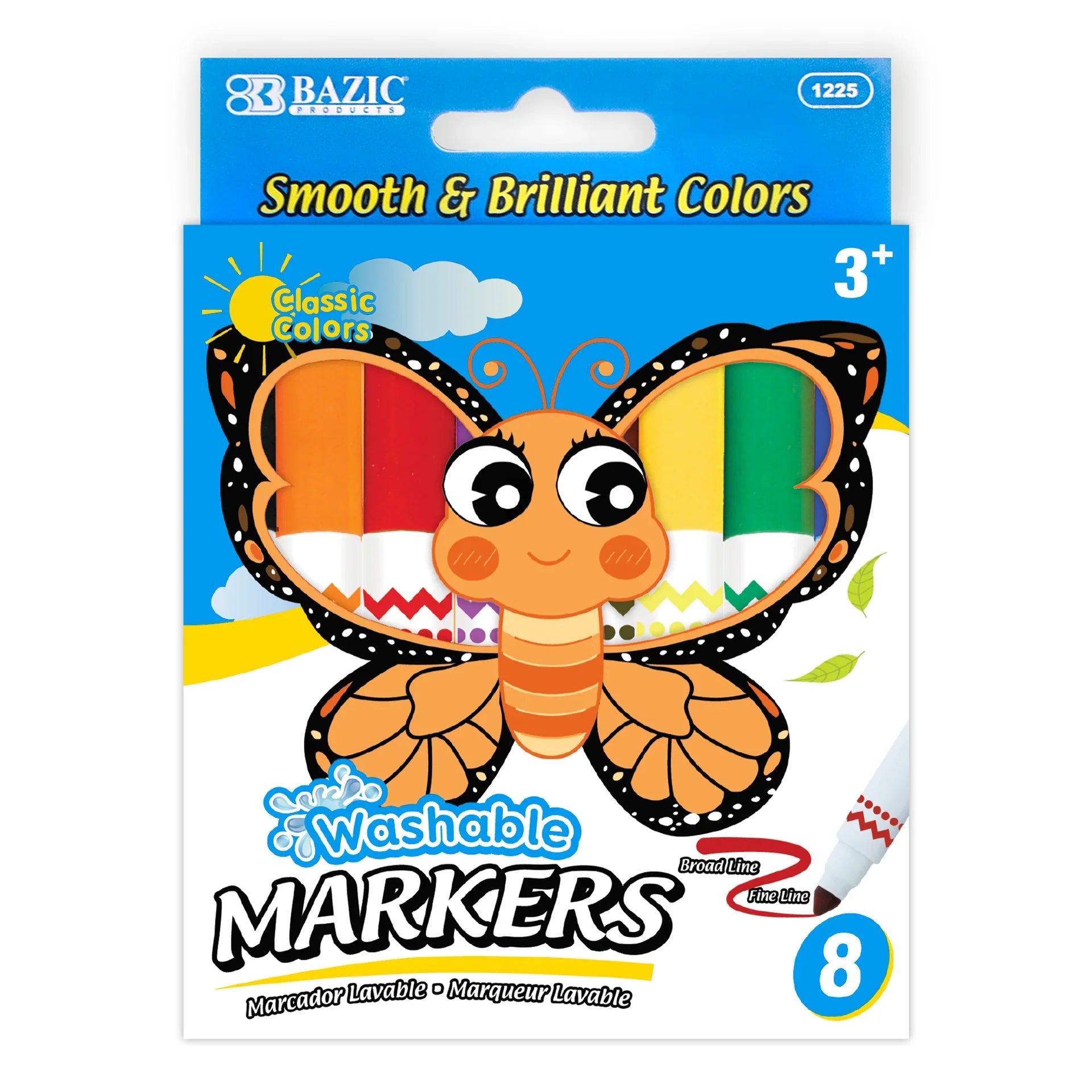 Color Broad Line Jumbo Washable | Markers | Pqt 8