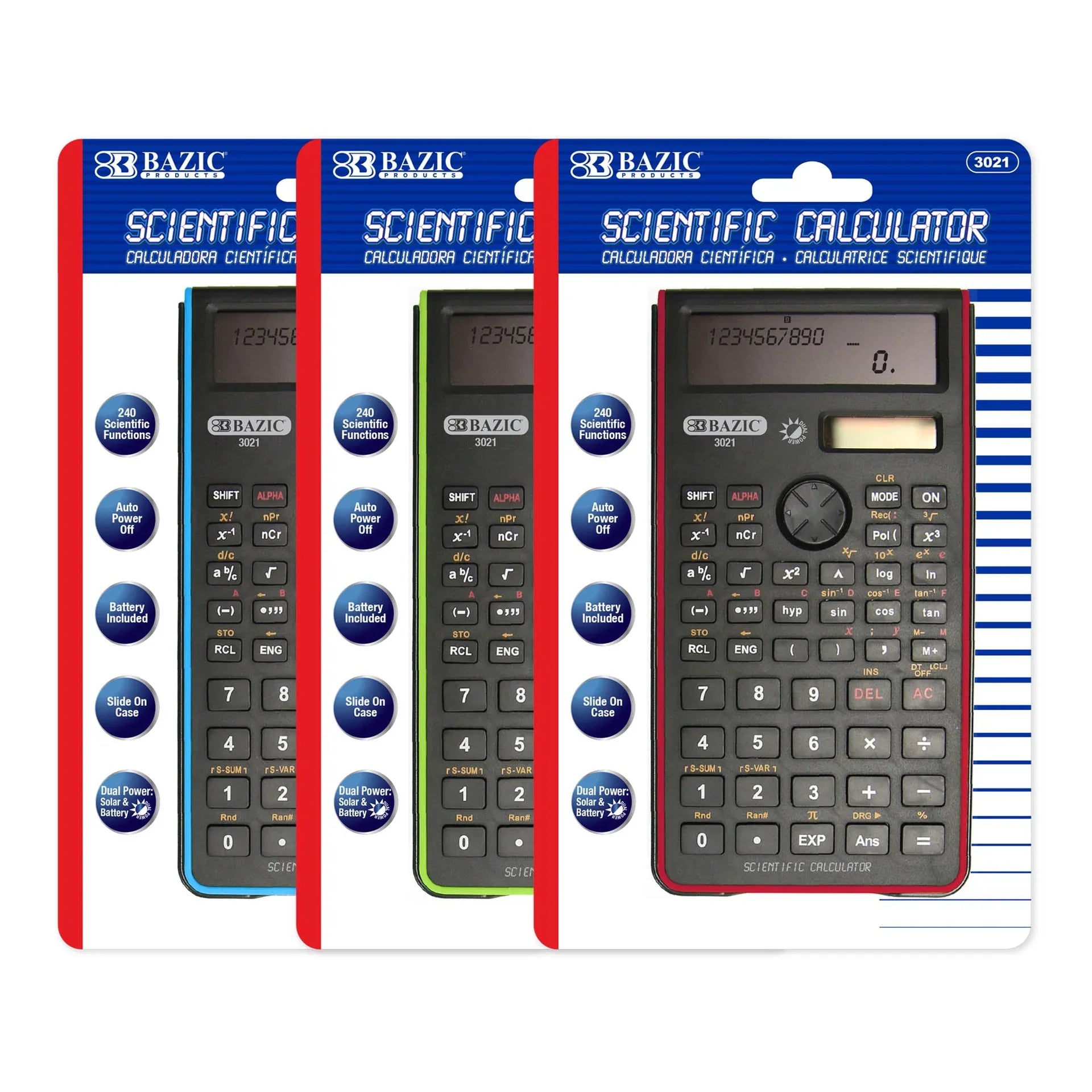 SCIENTIFIC CALCULATOR ASST COLORS 240 FUNCTION