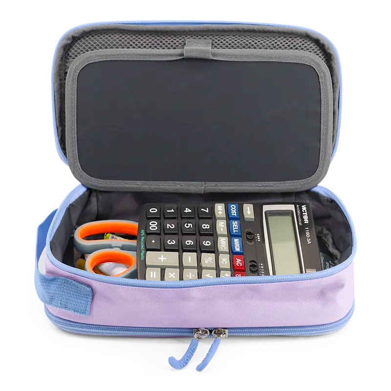 Doodle Pencil Case with Handle Strap | Purple